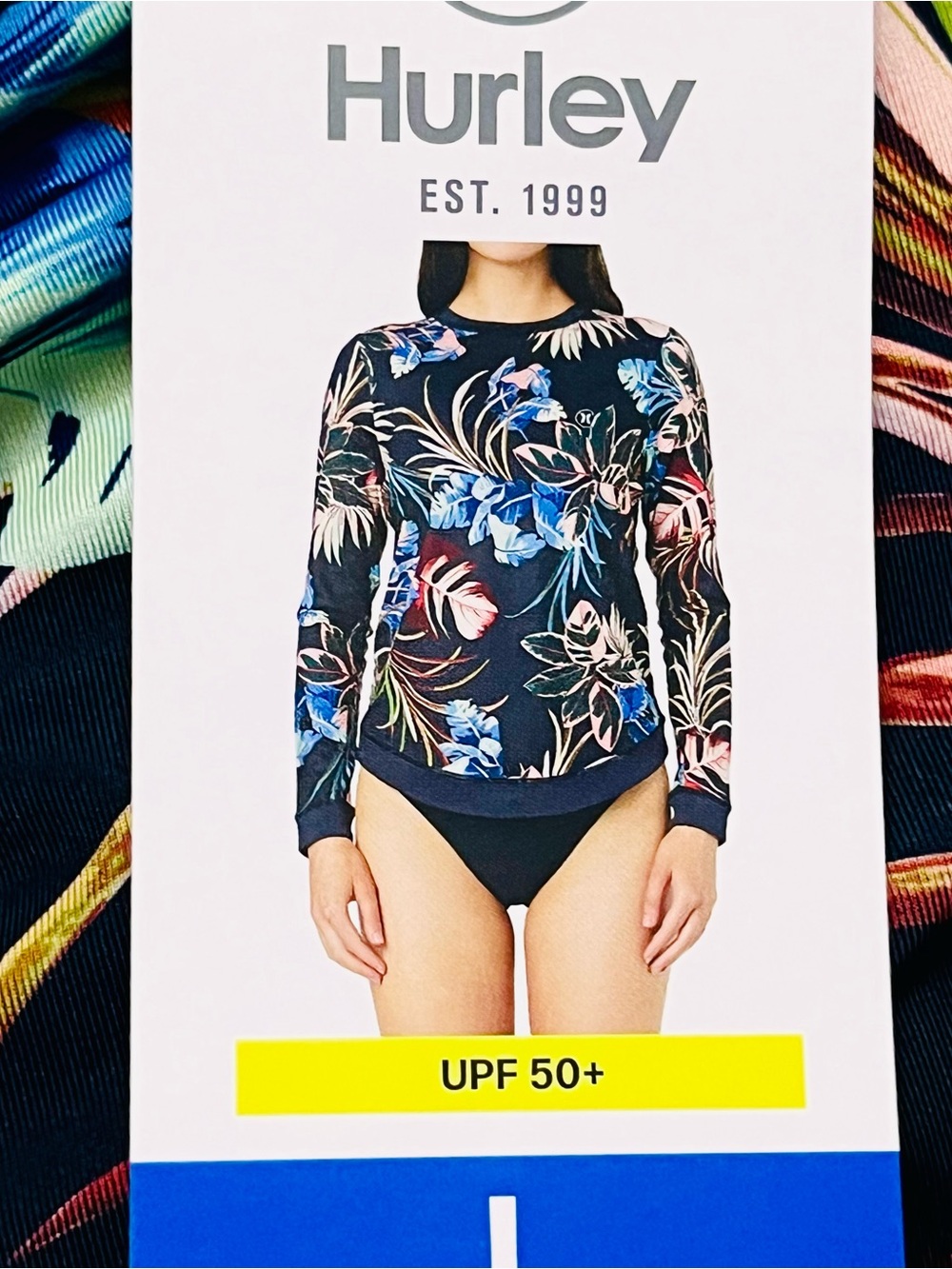 Hurley Women's Swimwear UPF50+ Tropical Floral Shirt Long Sleeve Rashguard Top L - Picture 9 of 10